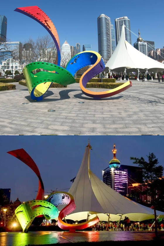 设计定制音乐广场不锈钢灯光雕塑